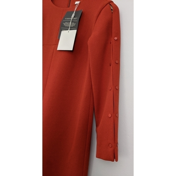 🆕 Tibi Paprika Button Sleeve Crepe Shift Dress Size 0 - Picture 4 of 13